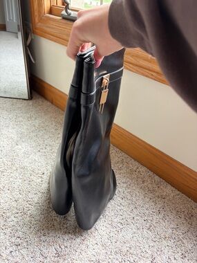 Classic Black Women's Ankle Boots with Gold Accent
